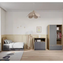 Armoires 1 Porte*CBA Meubles Gabin Armoire 1 porte + 1 tiroir de Chêne hamilton / Gris graphite