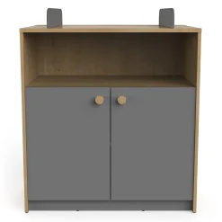 Commodes*CBA Meubles Gabin Commode à langer 2 portes de Chêne hamilton / Gris graphite