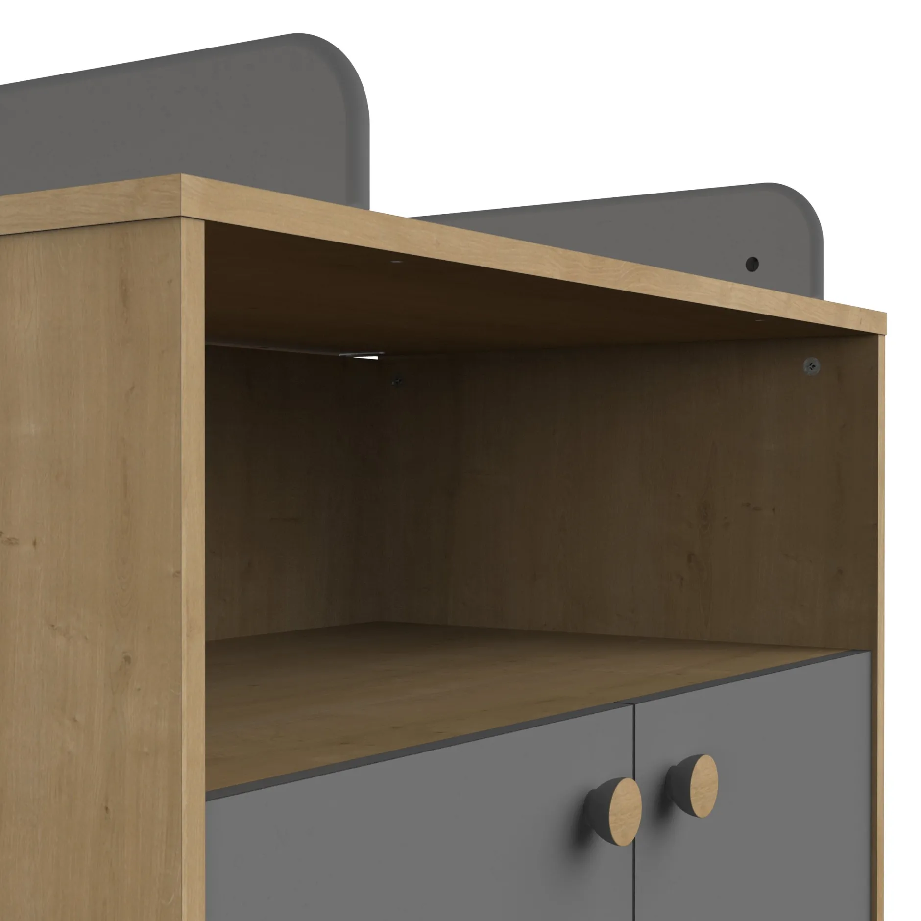 Commodes*CBA Meubles Gabin Commode à langer 2 portes de Chêne hamilton / Gris graphite