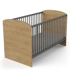 Lits 70X140 Évolutifs*CBA Meubles Gabin Lit barreaux 70 x 140 cm de Chêne hamilton / Gris graphite