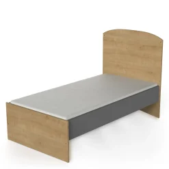 Lits 70X140 Évolutifs*CBA Meubles Gabin Lit barreaux 70 x 140 cm de Chêne hamilton / Gris graphite