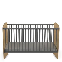 Lits 70X140 Évolutifs*CBA Meubles Gabin Lit barreaux 70 x 140 cm de Chêne hamilton / Gris graphite