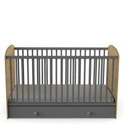 Lits 70X140 Évolutifs*CBA Meubles Gabin Lit barreaux 70 x 140 cm de Chêne hamilton / Gris graphite