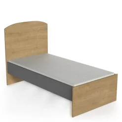 Lits 70X140 Évolutifs*CBA Meubles Gabin Lit barreaux 70 x 140 cm de Chêne hamilton / Gris graphite