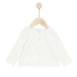 Gilets, Pulls, Cardigans*P'tit bisou Golden Winter Cardigan en tricot 6 mois de Ecru Peluche