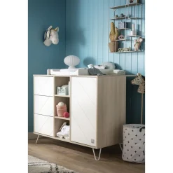 Plans À Langer|Plans*Sauthon Baby's Sweet Home Happy dispositif à langer de Acacia clair/Blanc