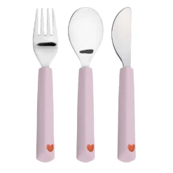 Couverts*Lässig Happy Rascals Couverts en silicone 3 pièces de Cœur