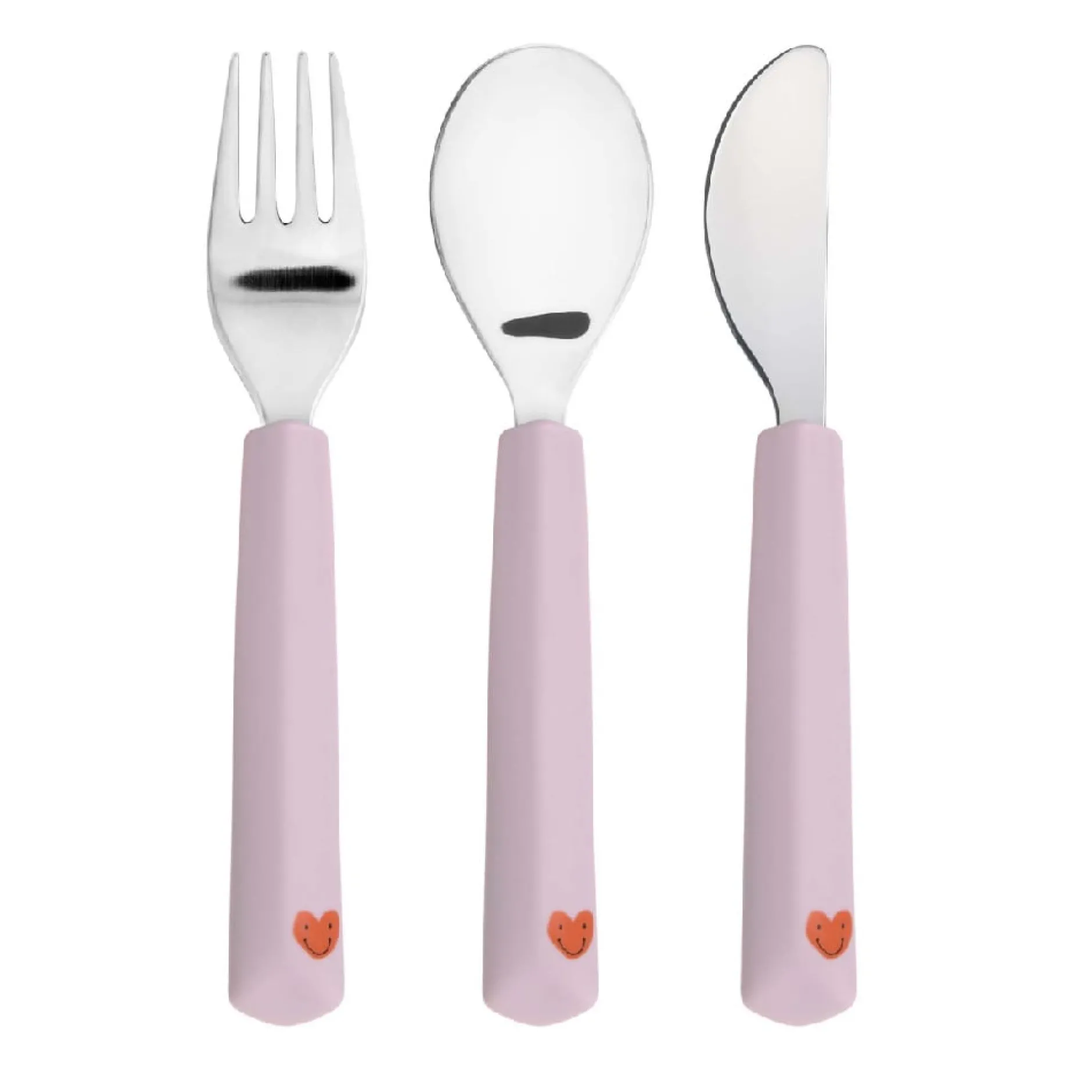 Couverts*Lässig Happy Rascals Couverts en silicone 3 pièces de Cœur