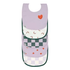 Bavoirs*Lässig Happy Rascals Lot 5 bavoirs éponges de Cœur Violet