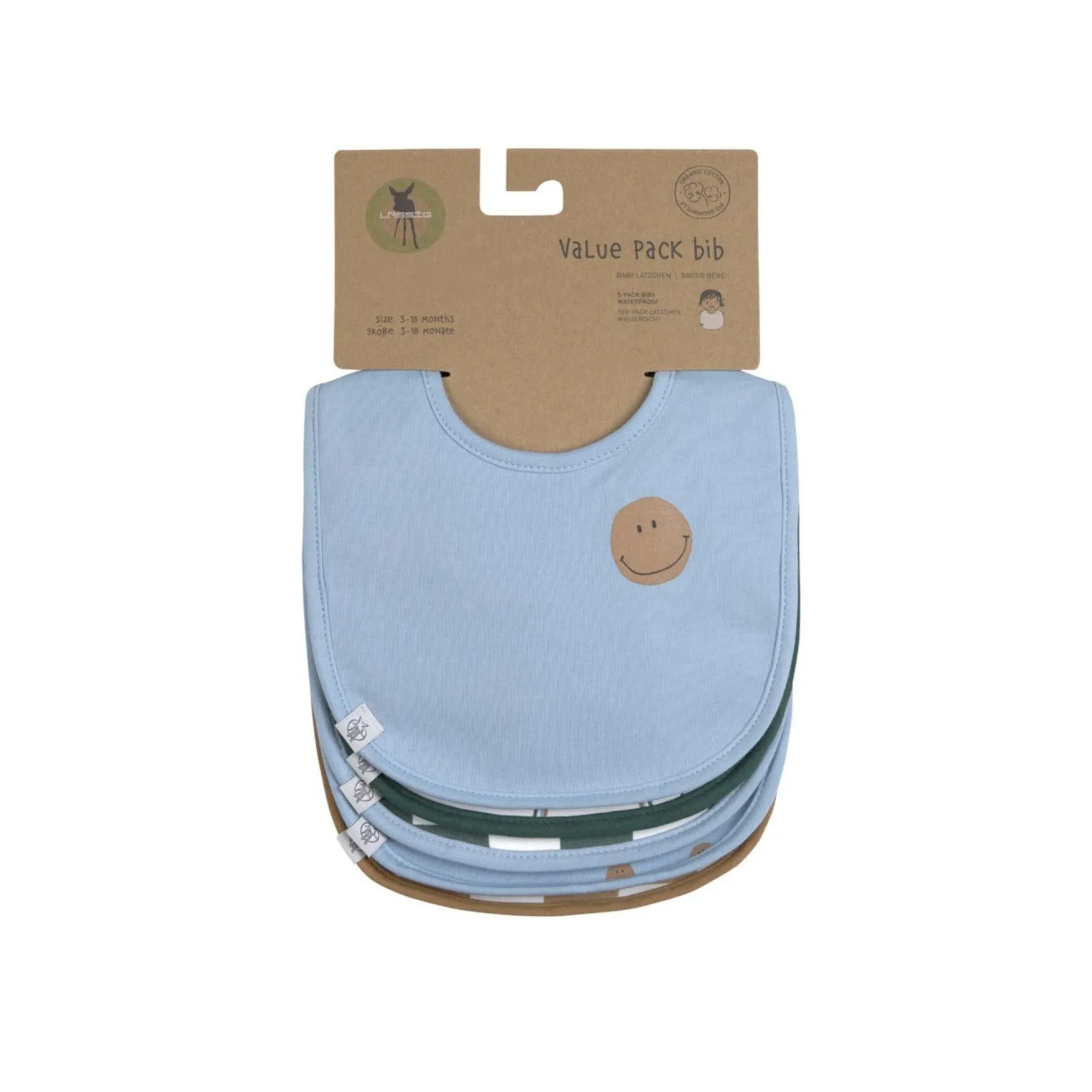 Bavoirs*Lässig Happy Rascals Lot de 5 Bavoirs impérméables de Smile Blue