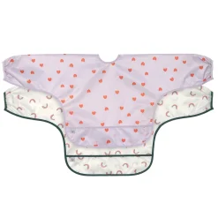 Bavoirs*Lässig Happy Rascals Lot de 2 Bavoirs manches longes avec poche de Cœur lavande