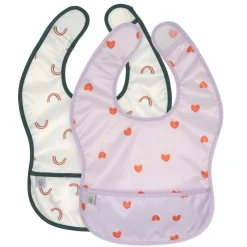 Bavoirs*Lässig Happy Rascals Lot de 2 Bavoirs avec poche de Cœur lavande
