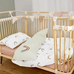 Couettes Et Oreillers*Lässig Housse de couette + taie d'oreiller en coton bio 100 x 140 cm de Vert beige