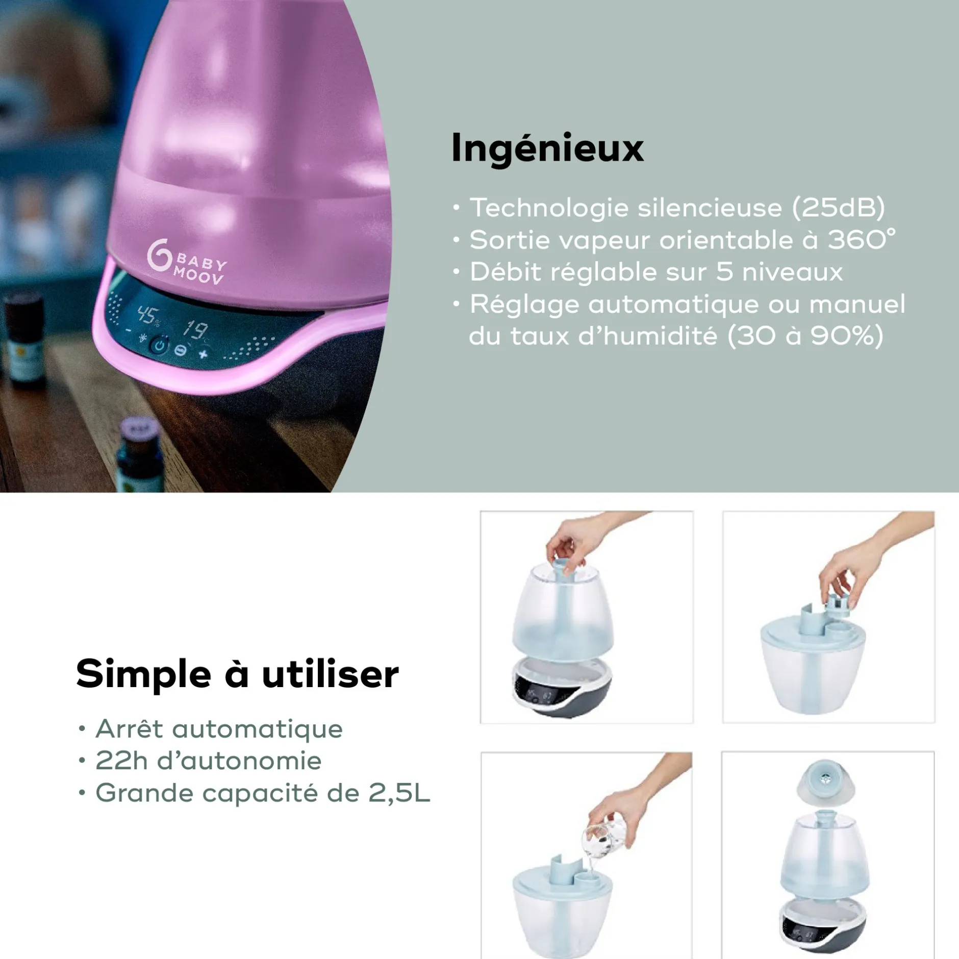 Humidificateurs Et Purificateurs*Babymoov Humidificateur à vapeur froide Hygro(+) de