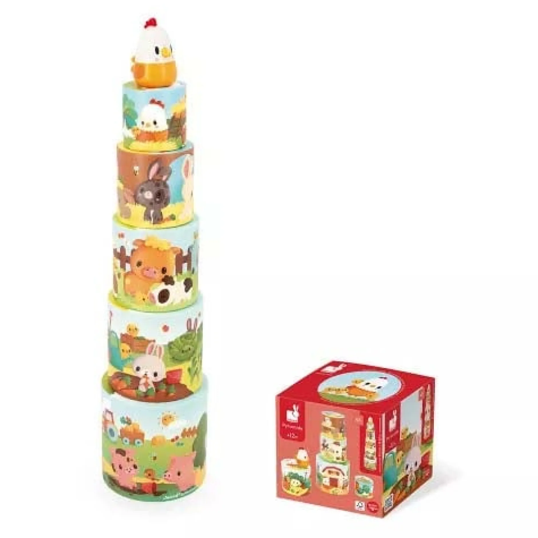 Jouets En Bois|Jeux De Formes*Janod Jouet à empiler - Ma Première Pyramide Poule de