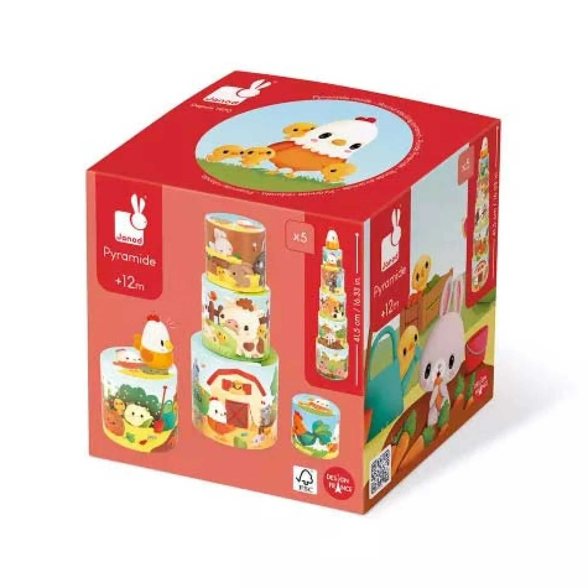 Jouets En Bois|Jeux De Formes*Janod Jouet à empiler - Ma Première Pyramide Poule de