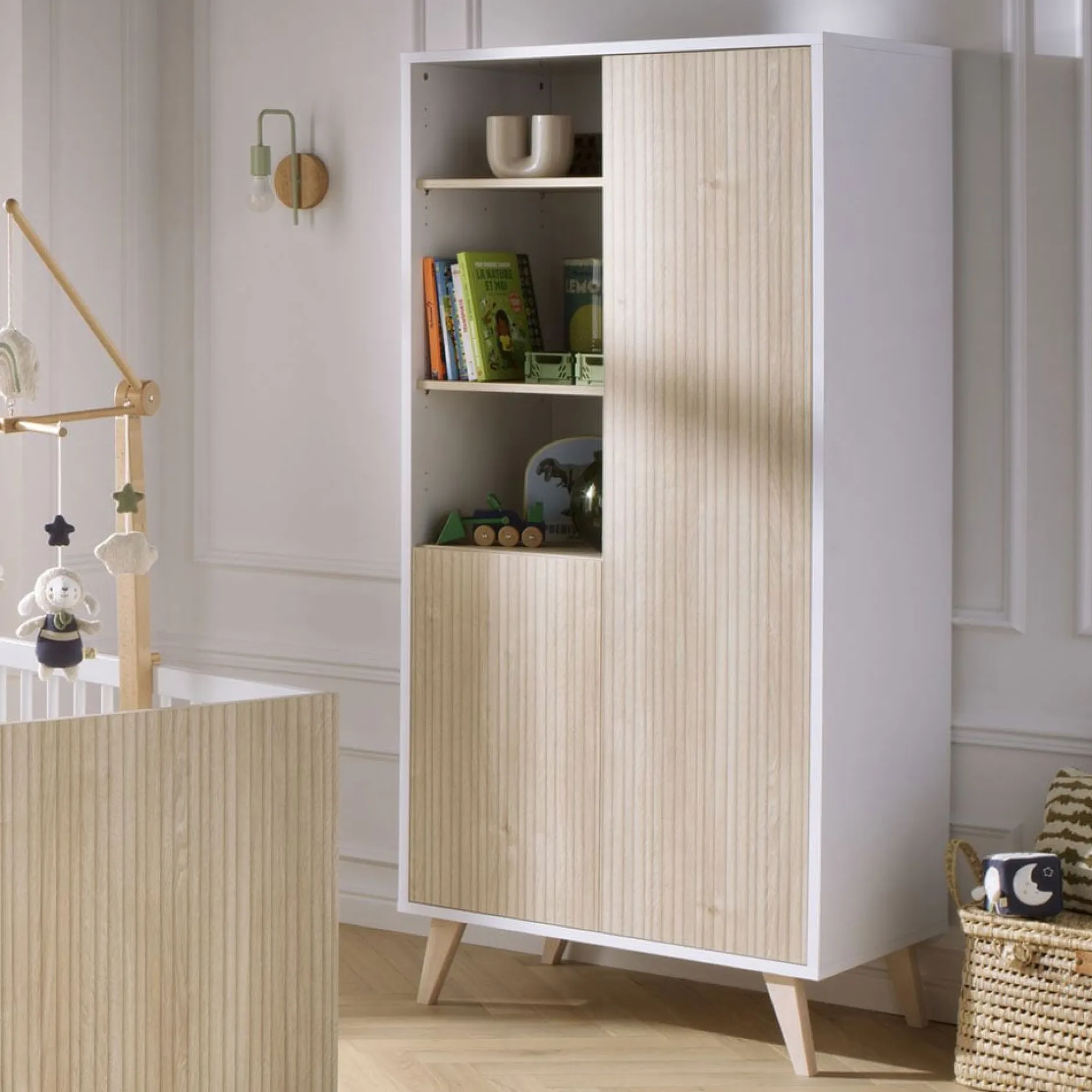 Armoires 2 Portes*Sauthon Baby's Sweet Home Kronos Armoire 2 portes 3 niches de Blanc Neige