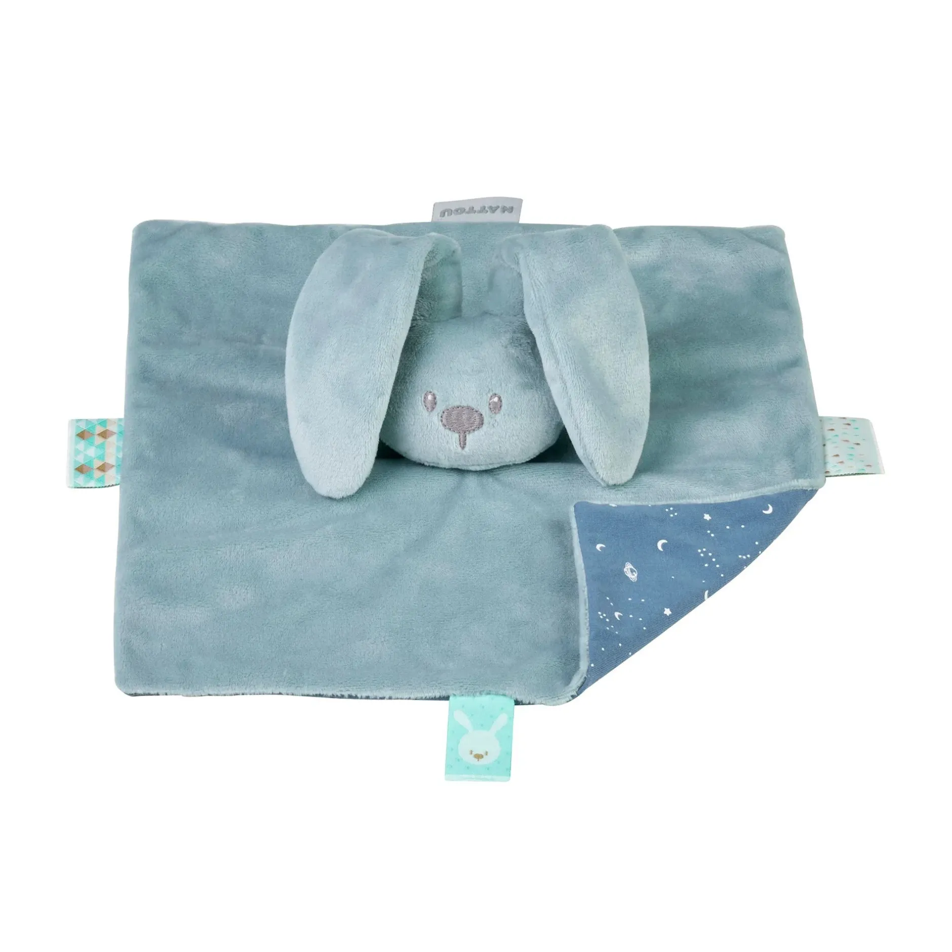 Doudous*Nattou Lapidou doudou lapin à motifs - Glow in the dark 27 cm de Vert cuivre