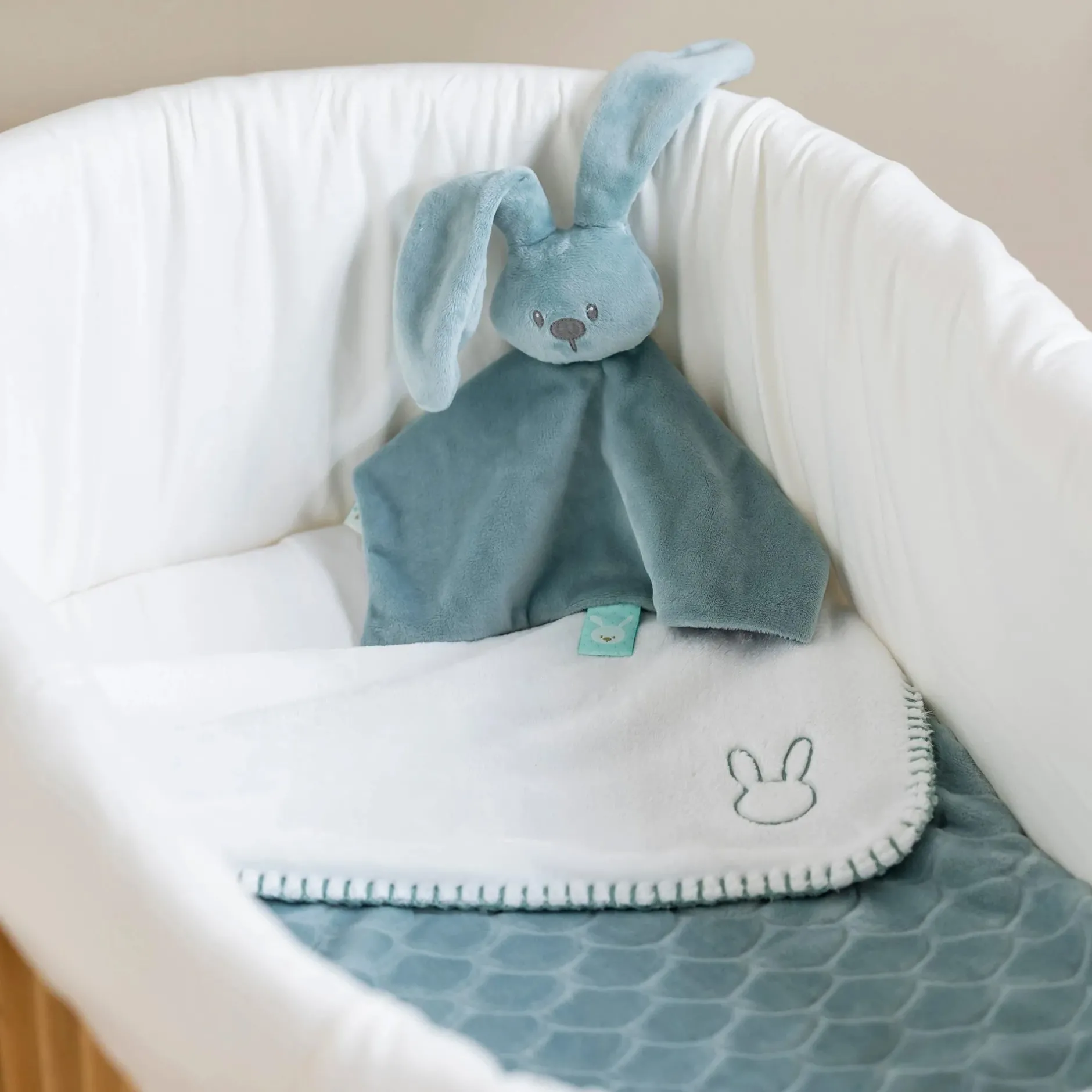 Doudous*Nattou Lapidou doudou lapin à motifs - Glow in the dark 27 cm de Vert cuivre