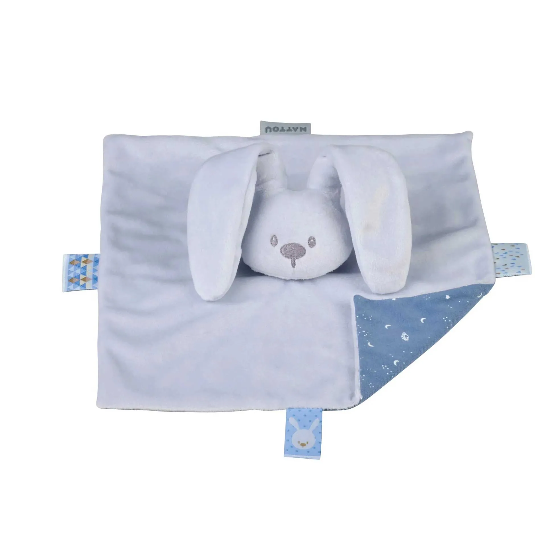 Doudous*Nattou Lapidou doudou lapin à motifs - Glow in the dark de Bleu Pastel