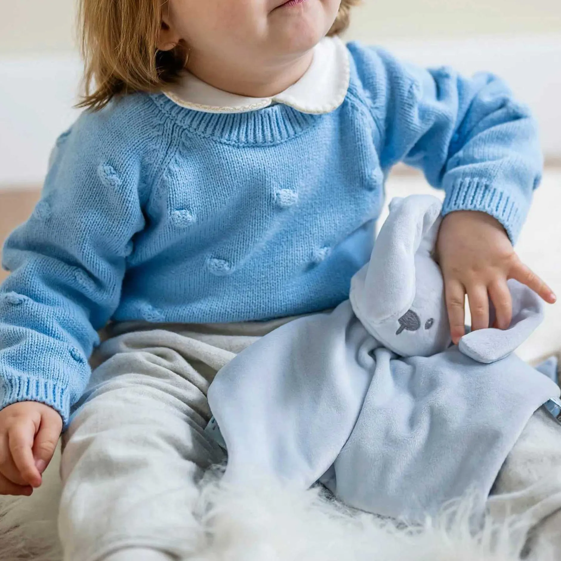 Doudous*Nattou Lapidou doudou lapin à motifs - Glow in the dark de Bleu Pastel