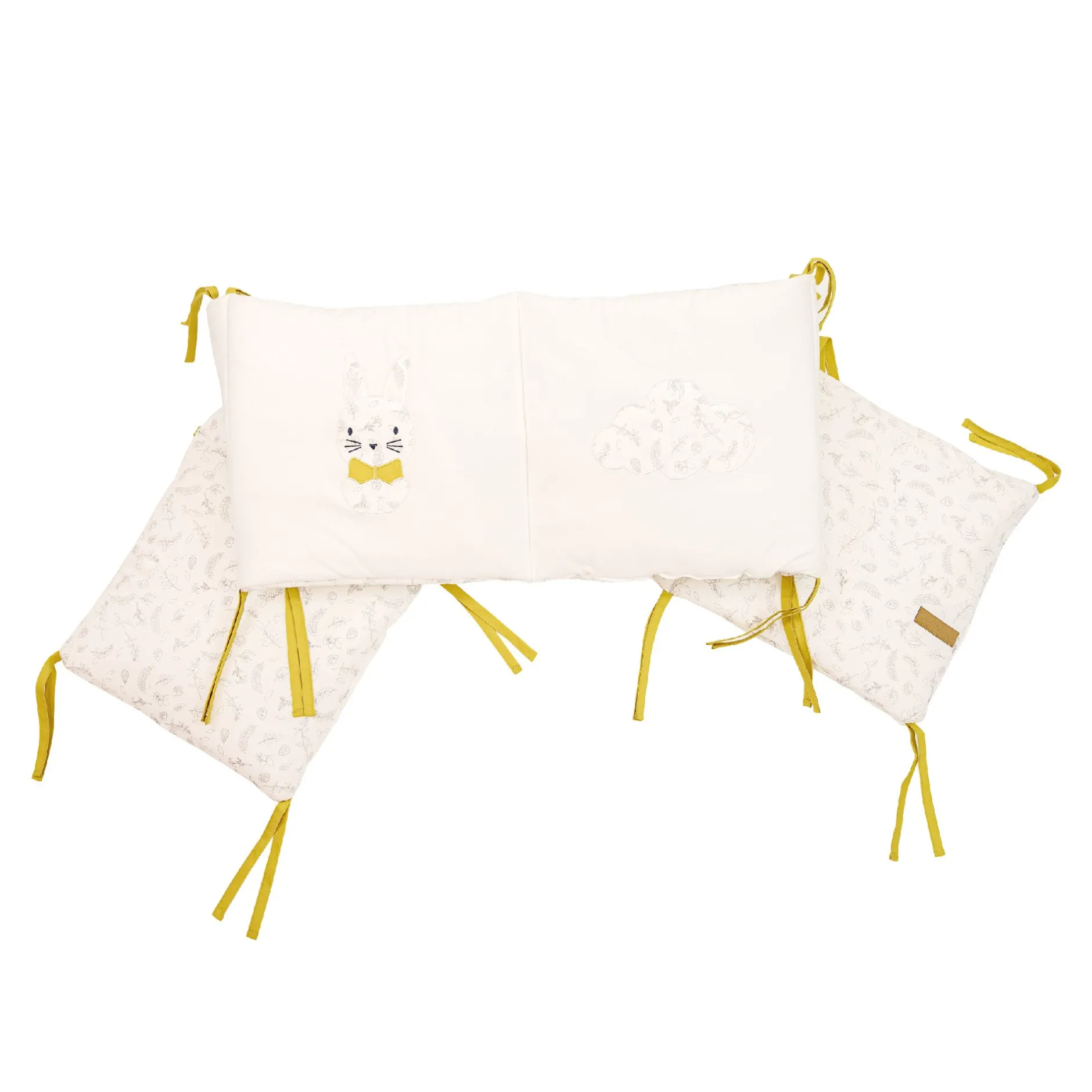 Tours De Lit*Domiva Leafy Bunny tour de lit 30x180 cm de Blanc/Jaune
