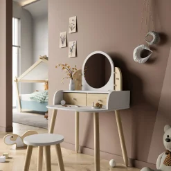 Autres Mobiliers*CBA Meubles Lili Coiffeuse + tabouret de Blanc / Beige