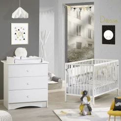 Lits 60X120 Non Évolutifs*Sauthon Baby's Sweet Home Lit à Barreaux Basic 60 x 120 cm de Blanc