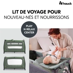 Tout Pour Vos Trajets|Lits Parapluies*Hauck Lit parapluie Play N Relax Center + Moustiquaire et pare-soleil 60 x 120 cm de Vert