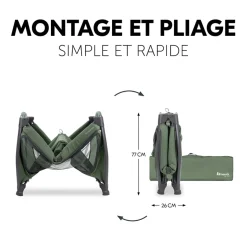 Tout Pour Vos Trajets|Lits Parapluies*Hauck Lit parapluie Play N Relax Center + Moustiquaire et pare-soleil 60 x 120 cm de Vert