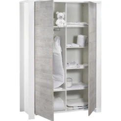 Armoires 2 Portes*Sauthon Baby's Sweet Home Loft armoire 2 portes de Gris/Blanc