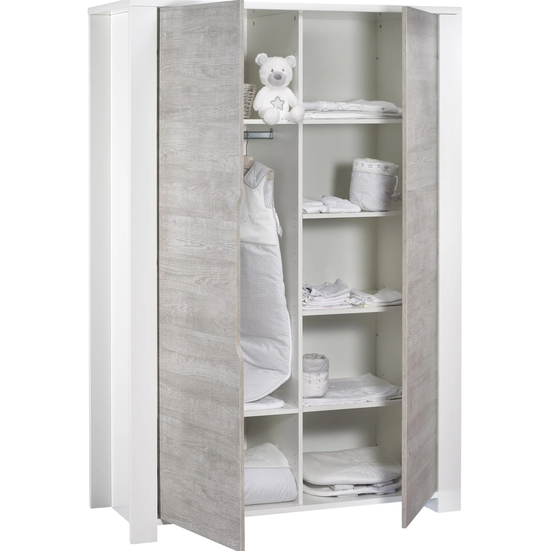 Armoires 2 Portes*Sauthon Baby's Sweet Home Loft armoire 2 portes de Gris/Blanc