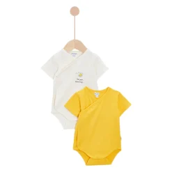 Bodies*P'tit bisou Lot 2 bodies à manches courtes de Écru pétale