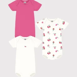 Bodies*Petit Bateau Lot 3 Bodies manches courtes de Fleuri