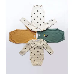 Bodies|Bodies*P'tit bisou Lot 2 bodies manches longues en coton recyclé de Beige/Camel