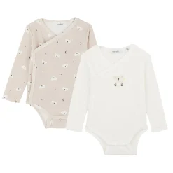 Vêtements Naissance*Marèse Lot 2 bodies Petit Koala de Écru/Beige