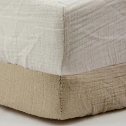 Draps Housses*Little Band Lot 2 draps housse en gaze de coton 70 x 140 cm de Ecru / Taupe