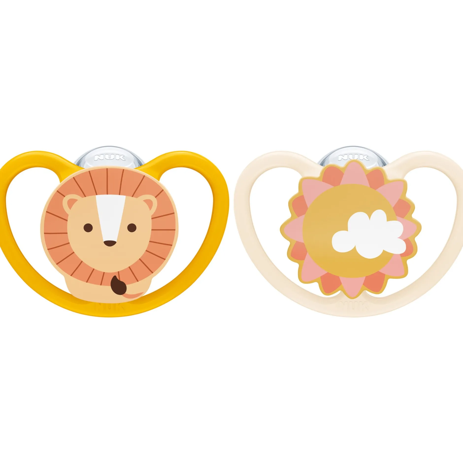 Sucettes*Nuk Lot 2 sucettes Space de Lion / Soleil