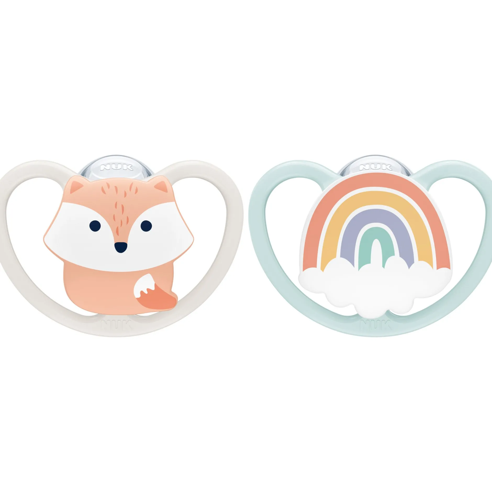 Sucettes*Nuk Lot 2 sucettes Space 0-6 mois de Renard / Arc-en-ciel