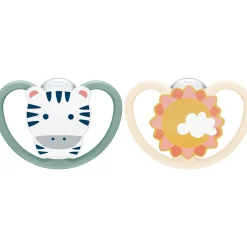 Sucettes*Nuk Lot 2 sucettes Space de Zèbre / Soleil