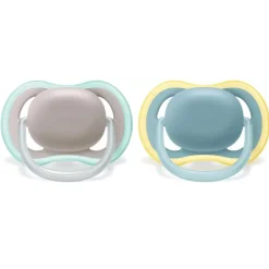 Sucettes*Philips AVENT Lot 2 sucettes ultra air 18 mois + de Gris/Bleu