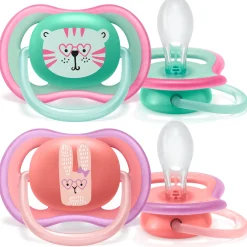 Sucettes*Philips AVENT Lot 2 sucettes ultra air 18 mois + de Tigre et lapin à lunette