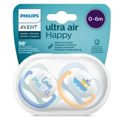 Sucettes*Philips AVENT Lot 2 sucettes ultra air 0-6 mois de I love mama et bateau