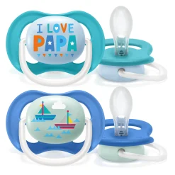 Sucettes*Philips AVENT Lot 2 sucettes ultra air 6-18 mois de I love papa et bateaux