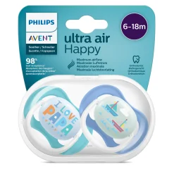 Sucettes*Philips AVENT Lot 2 sucettes ultra air 6-18 mois de I love papa et bateaux