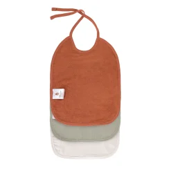Bavoirs*Lässig Lot de 3 bavoirs medium en mousseline de Rouille, olive, blanc cassé