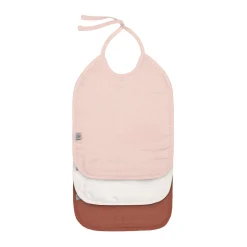 Bavoirs*Lässig Lot de 3 bavoirs medium en mousseline de Rose poudré, blanc cassé, rouille