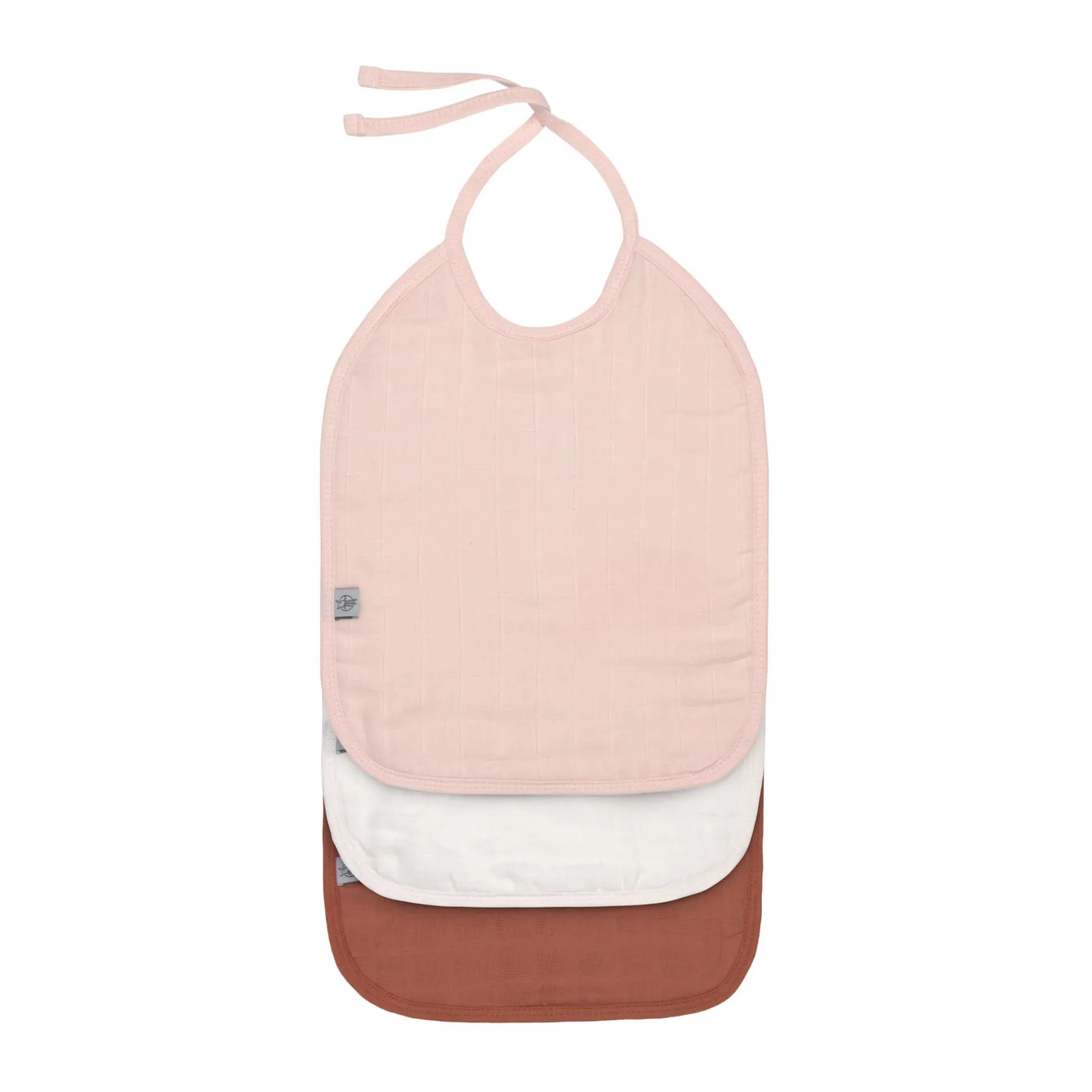 Bavoirs*Lässig Lot de 3 bavoirs medium en mousseline de Rose poudré, blanc cassé, rouille