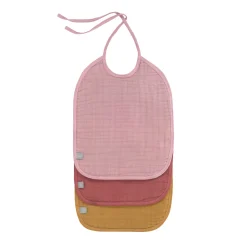 Bavoirs*Lässig Lot de 3 bavoirs medium en mousseline de Rose