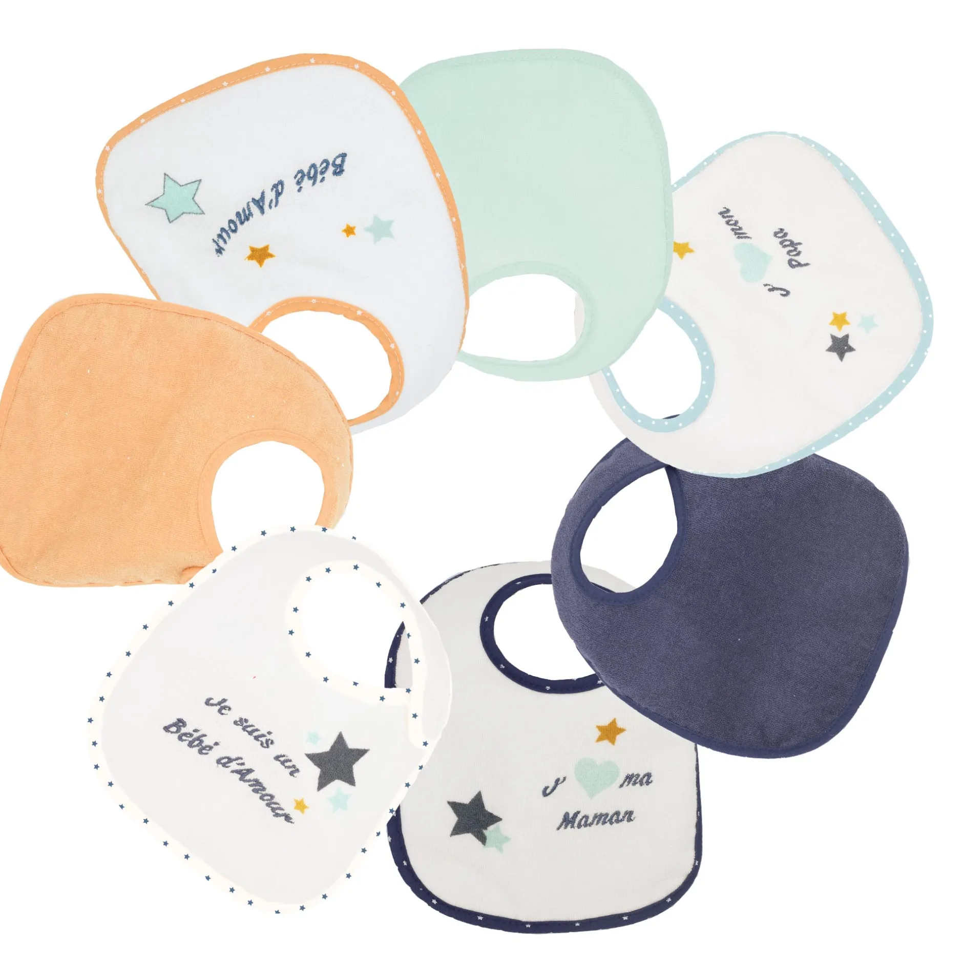 Bavoirs*Trois Kilos Sept Lot de 7 bavoirs naissance de Baby love garçon